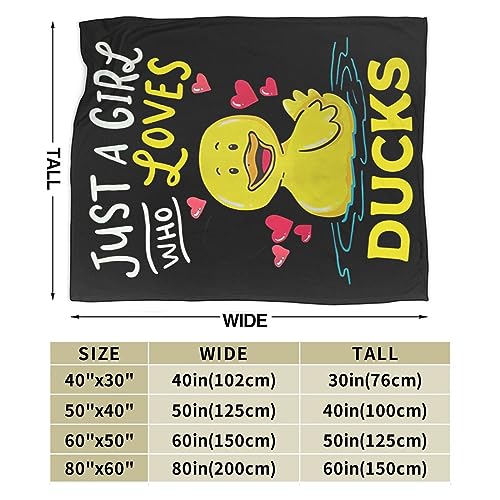 Duck Blanket Super Cozy Soft Duck Animal Stuff Decor Throw Blanket Warm Plush Fluffy Just a Girl Who Loves Ducks Lightweight Fleece Flannel Gifts Blankets for Women Kids Adults 50"x40"