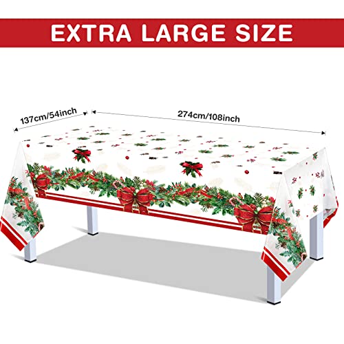 Tiamon 3 Pieces Extra Large Christmas Tablecloths Disposable Rectangular 54x108in