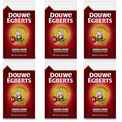 Douwe Egberts Aroma Rood Coffee Ground - Medium Roast, Coarse Grind, 17.6 Oz Pack of 6