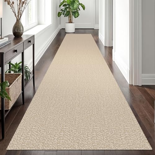EARTHALL Washable Runner Rug 3x12 ft Sand Beige Non Slip Hallway Carpet