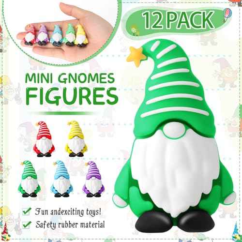 12 Pcs Christmas Mini Gnomes Tiny Figures Miniature Gnomes Fairy Gifts Statues Tiny Figurines for Landscape Outdoor Patio Yard for Garden Accessories Spring Gifts Fairy Goodie Bag