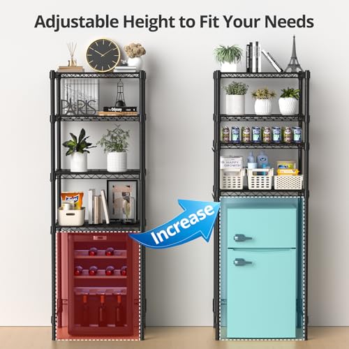 4-Tier Adjustable Mini Fridge Shelf Rack – Heavy-Duty Metal Storage Organizer