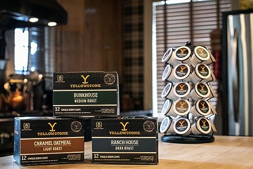 Maple Bourbon Medium Roast Coffee Pods - Yellowstone 12 Pack of 36 Recyclable Single Serve Cups