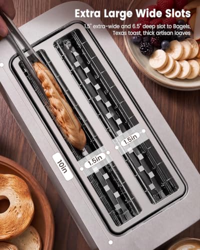 Moosum 4-Slice Digital Toaster with Wide 1.5" Slots, Touchscreen & Browning Control