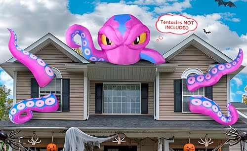 Joiedomi 4 FT Tall Halloween Inflatable Purple Octopus Head with