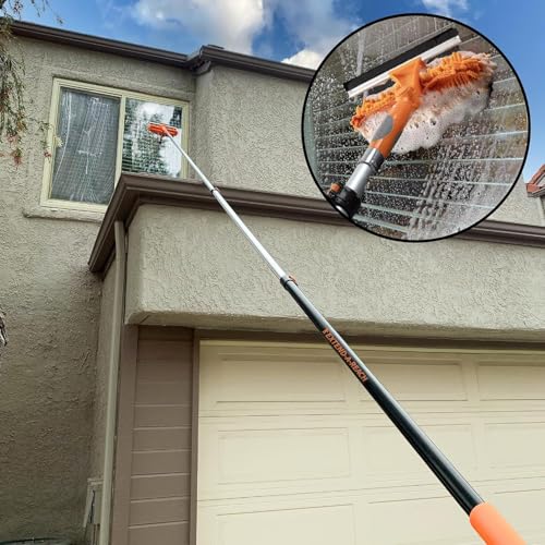 5-24 ft Window Washing Kit with Extension Pole (30+ Foot Reach)