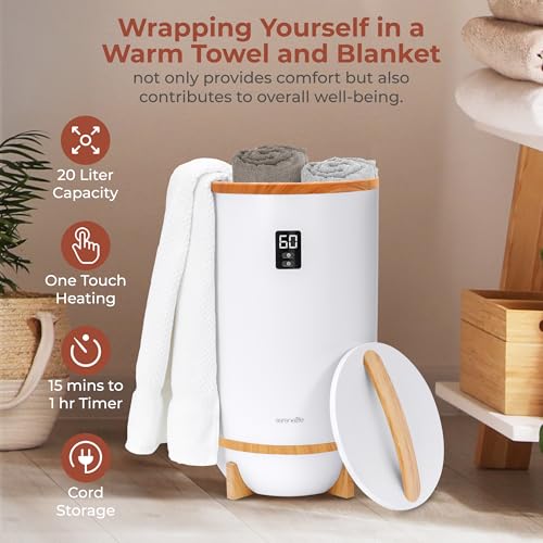 Bamboo Towel and Blanket Warmer - Portable Towel Heater with Timer & Fragrant Disc Holder