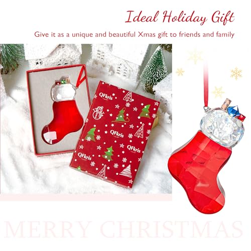 QFkris Crystal Christmas Stocking Ornament - Tree Decor, Festive Stocking, Glass Pendant, Holiday Gift (Sock Variant)