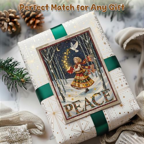 Peace Holiday Cards with Envelopes Vintage Christian Christmas Cards 2026 – 5x7 Inches (TeloNook) Peaceful Faith Greeting Card Set