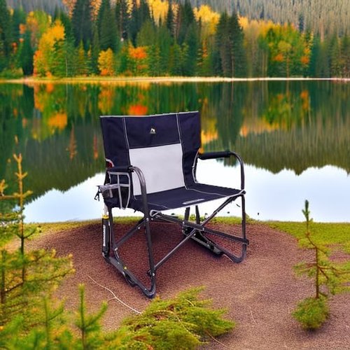 GCI Outdoor Freestyle Rocker Camping Chair - Portable Folding Design with Side Table, Drink Holder & Comfortable Backrest | Heathered Indigo
