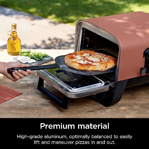 16.69 Inch Perforated Pizza Peel for Ovens - Aluminum, Grey/Black - Outdoor Cooking Accessory