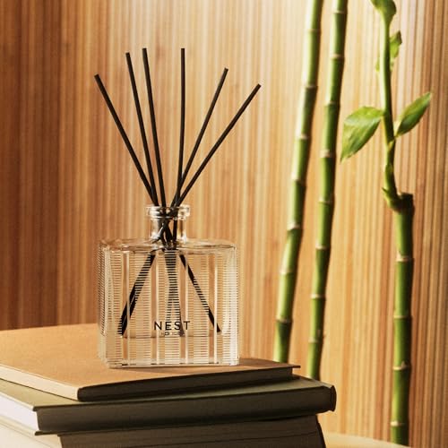 Reed Diffuser - Bamboo Scent, Refillable Glass Vessel, 90-Day Continuous Fragrance