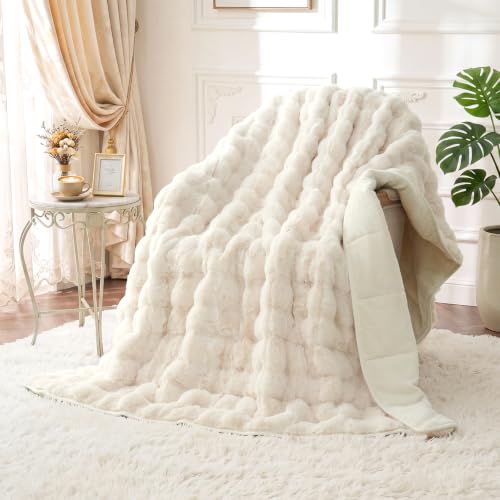 Weighted Blanket for Adults 80x87 Inches - Cream White, 15 lbs King Size