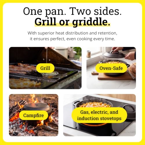 Lodge Reversible Cast Iron Grill and Griddle 20x10.5 Inch, PFOA-Free