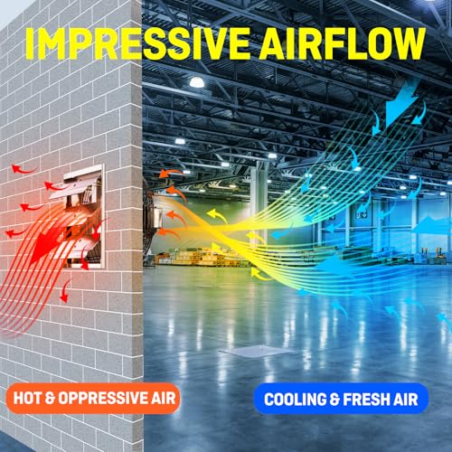 12-Inch Wall Mounted Shutter Exhaust Fan with Thermostat & Variable Speed - 960 CFM