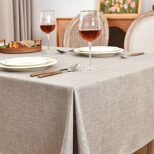 Nature Faux Linen Rectangle Tablecloths 60 x 120 Inch 6 Pack for Weddings & Events