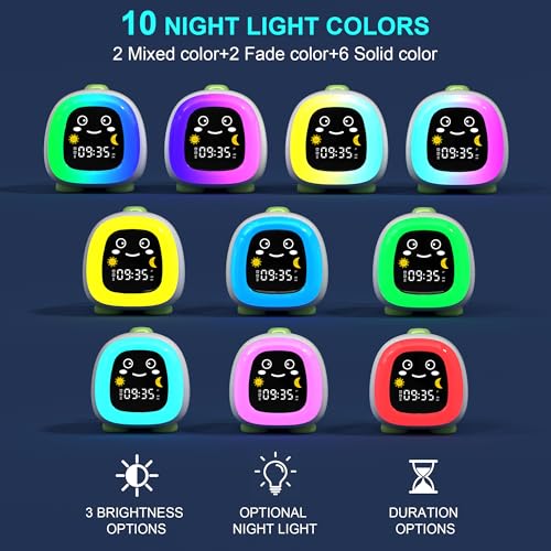 Kids Alarm Clock with Sleep Training & Night Light - Forest Green