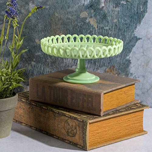 Martha Stewart Highbrook 8.5" Handmade Jadeite Glass Cake Stand