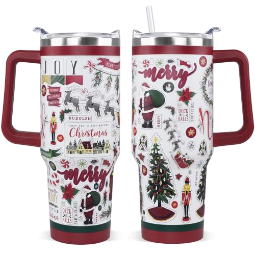 Rcvlauf Christmas Tumbler 40oz Nutcracker Santa Reindeer Holiday Gift - Santa Variation