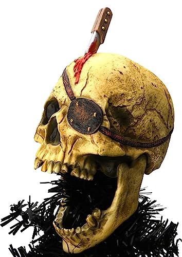 Tree Buddees Creepy Pirate Skull Tree Topper - 10 Inch Halloween & Christmas Decor