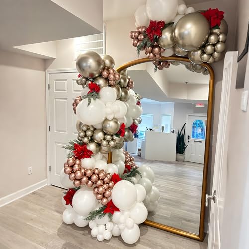 Paeyeq Red White Gold Christmas Balloon Arch Kit 124pcs Holiday Decor