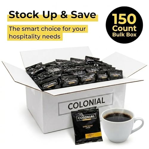 Dark Roast Coffee Filter Packs - 0.5oz, 150 Count for 4-Cup Coffee Makers - Hotel-Style Pre-Ground Coffee