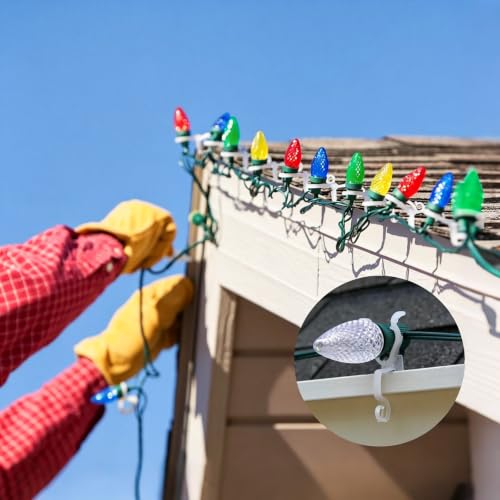 Christmas Light Clips 200PCS Gutter for Hanging Outdoor Lights, All