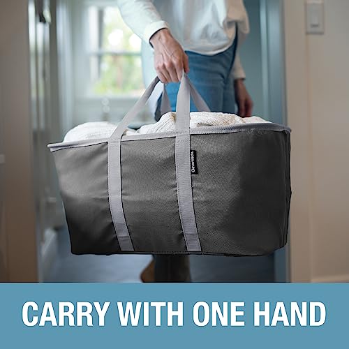CleverMade Charcoal Gray Collapsible Laundry Basket Set 2 Pack 50L Tote
