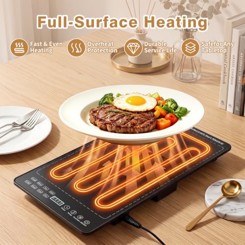 Black 5-in-1 Electric Food Warming Tray Buffet System 41x15 Inch with 10 Temp & 24H Timer