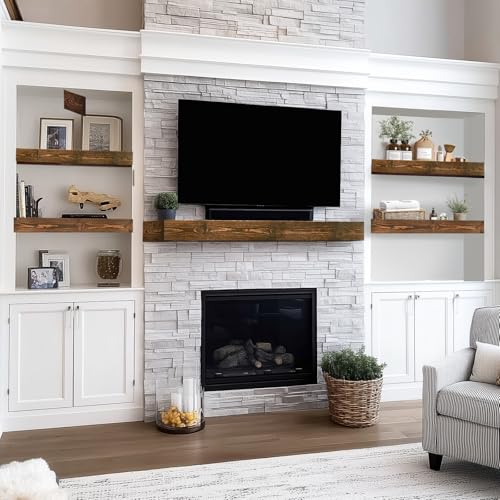 Floating Shelves 48 x 7 x 3 Inch Fireplace Mantel Brown - Heavy-Duty Wall Shelf