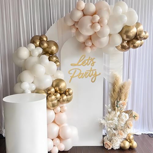 Let's Party Sign for Backdrop - 'Let's Party' Sign Decal for Balloon Arch Birthday Graduation Wedding Bachelorette Christmas Celebrate Decorations (Gold)