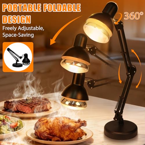 Portable Food Heat Lamp Black Foldable Design 3S Heating Food Warmer