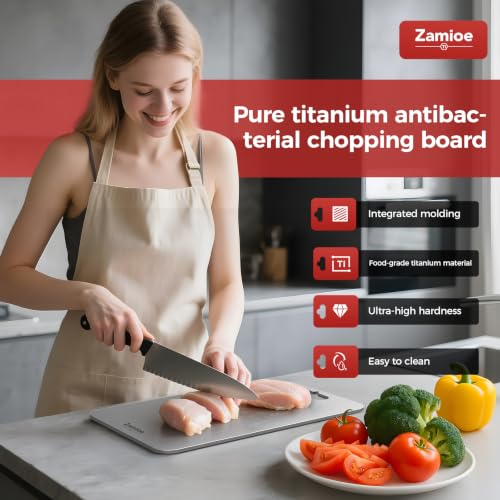 Titanium Cutting Board Set of 3 - Silver BPA-Free Kitchen Chopping Boards M+L+XL