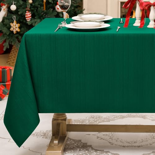 Softalker Green Rectangular Jacquard Christmas Tablecloth 60 x 104 Inches Waterproof
