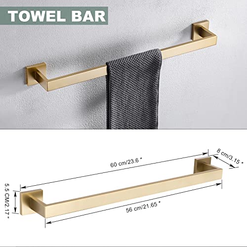 Brushed Dark Gold 4-Piece Bathroom Towel Bar Set - Wall Mounted Stainless Steel
