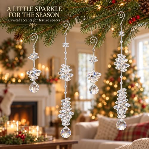 LOULIQIGIFT Clear Ball Crystal Christmas Tree Decorations 12 pcs Beaded Ornaments