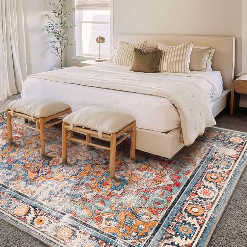 CHAMPLANT 6'x9' Washable Vintage Area Rug Boho Chic Medallion
