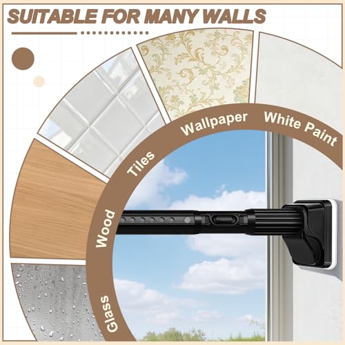 YNL Heavy Duty Black Tension Curtain Rod 41-173 Inch No Drilling, Renter-Friendly