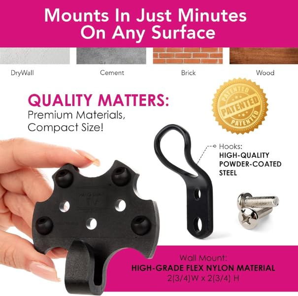 HangSmart TV Wall Mount No Stud for 19-100 Inch Flat Screen TVs - Easy DIY Installation, Holds Up to 150 lbs