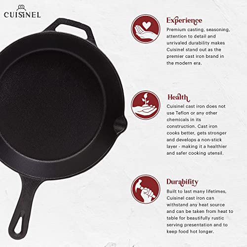 Cuisinel 3-Piece Cast Iron Skillet Set 6, 8 & 10 Inch Pre-Seasoned Frying Pans
