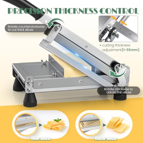 Huanyu Stainless Steel Cheese Slicer with Adjustable Thickness, Multipurpose Food Cutter