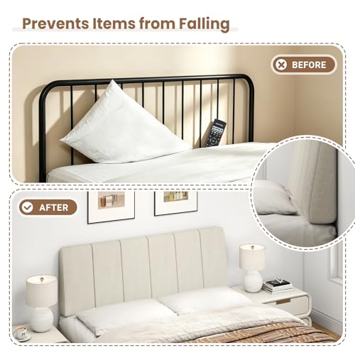 Full Size Headboard Beige - No Assembly Required, Compatible with Most Bed Frames