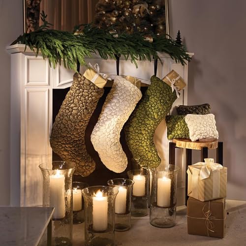 47th & Main Christmas Stockings Quilted Puffer Pebbled 20" Forest Green