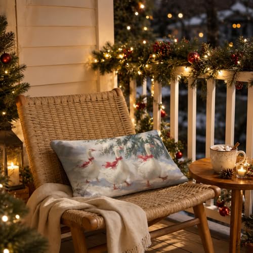 S GDNAMR Whimsical Goose Christmas Lumbar Pillow Cover 20x12 Inch - 11 Colors