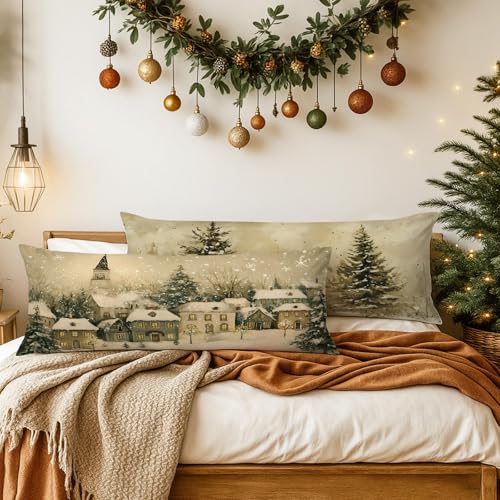 Lanpn Christmas Body Pillowcase 20x54 Set of 2, House Forest
