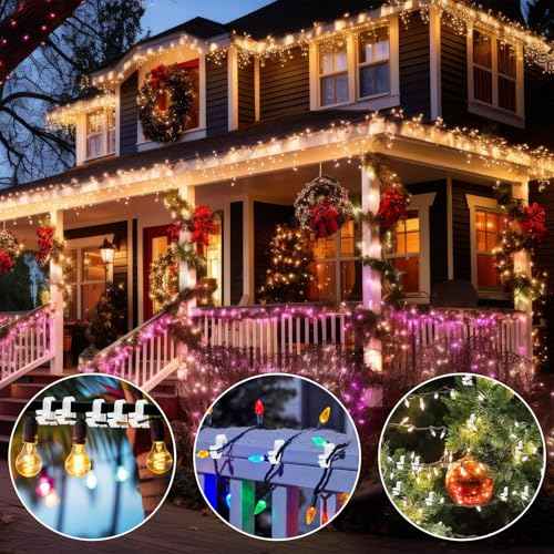 Holiday Light Clips,150 pcs Holiday Light Clips Outdoor Lights Hooks for Christmas Party Light Strings Outdoor Hang Gutter Hooks Halloween Decoration£¨C£©