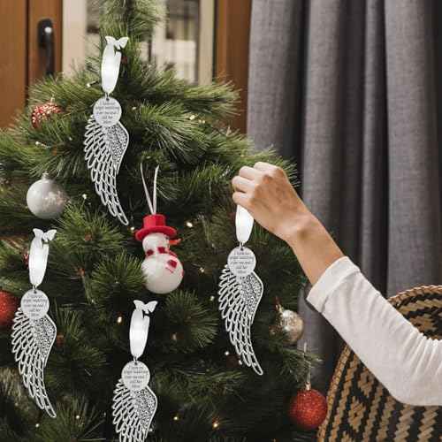 Christmas Memorial Decorations Ornaments - Angel Wings/Butterfly in Memory of Loved One Sympathy Gifts for Loss of Loved Dad in Heaven Keepsake