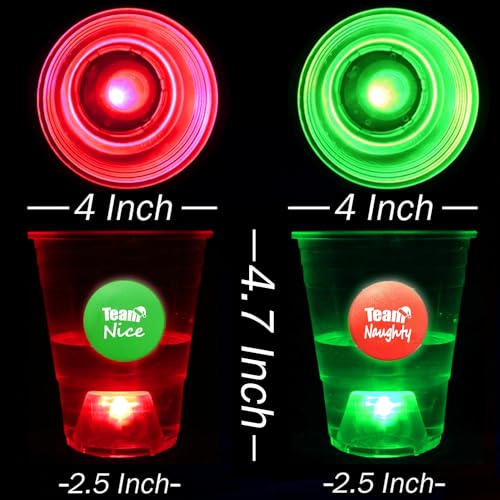Christmas Glow Pong Set with Light-Up Cups and Balls for Holiday Party