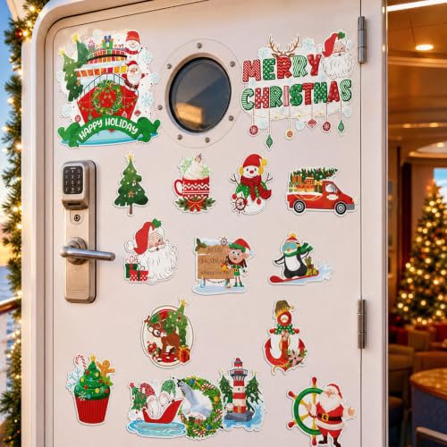 Merry Christmas 16 Pcs Cruise Ship Door Magnets Decorations Magnetic - Holiday Cruise Door Decor