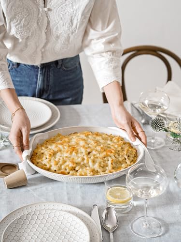Ceramic Serving Bowls Set of 2 - Large Oval Salad & Pasta Dishes, Arctic White, S+M